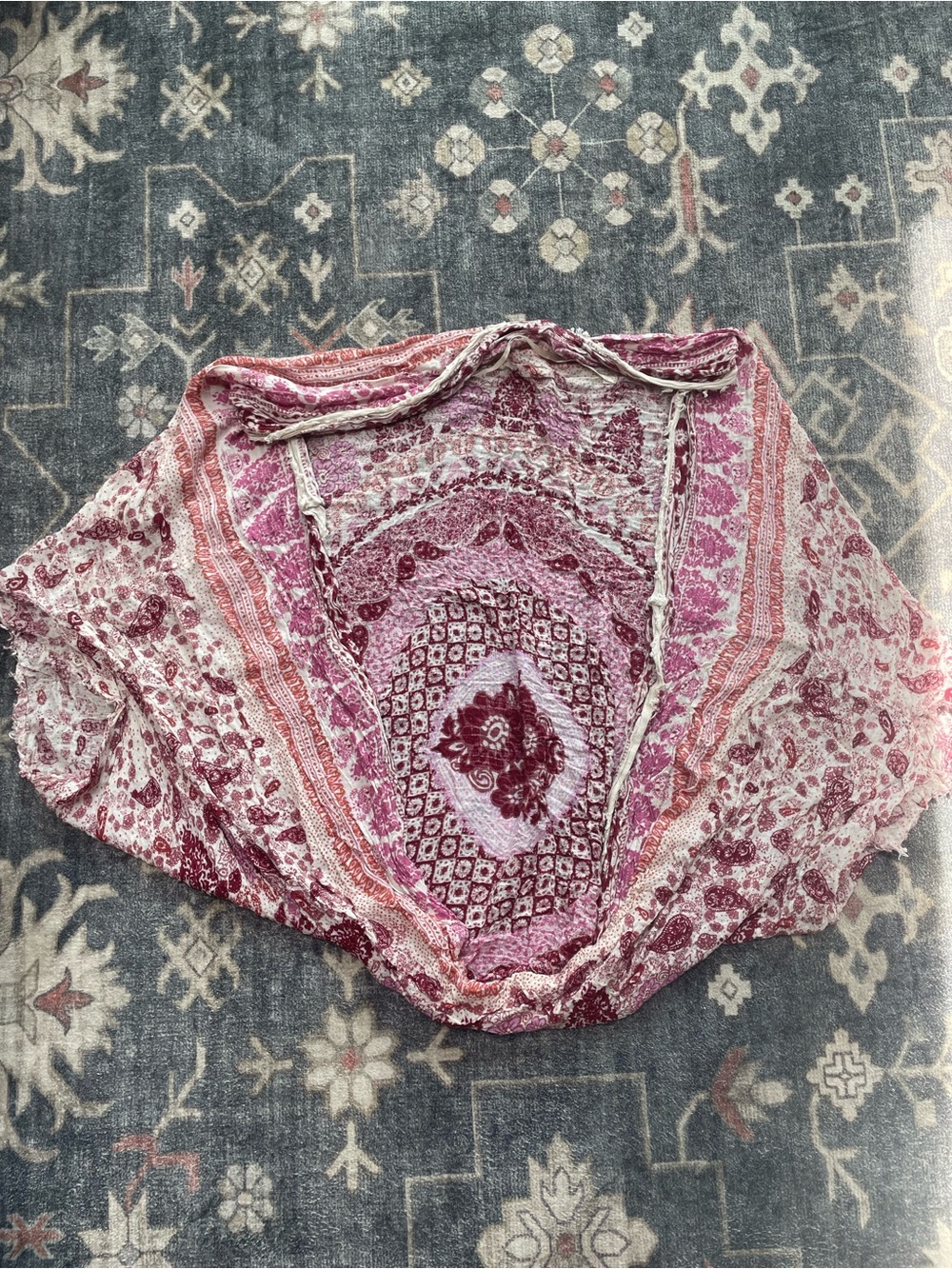 American Eagle Outfitters Pink & Red Patterned Kimono Cardigan